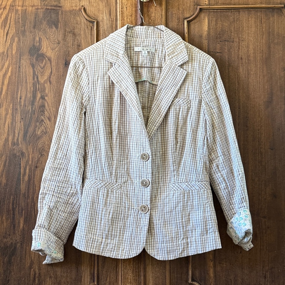CAbi Beige Plaid Blazer